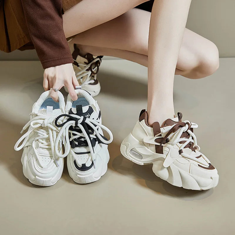 2024 Spring Autumn Women's Chunky Sneakers Breathable Platform Sports Shoes for Women Fashion Thick Sole Vulcanized Shoes