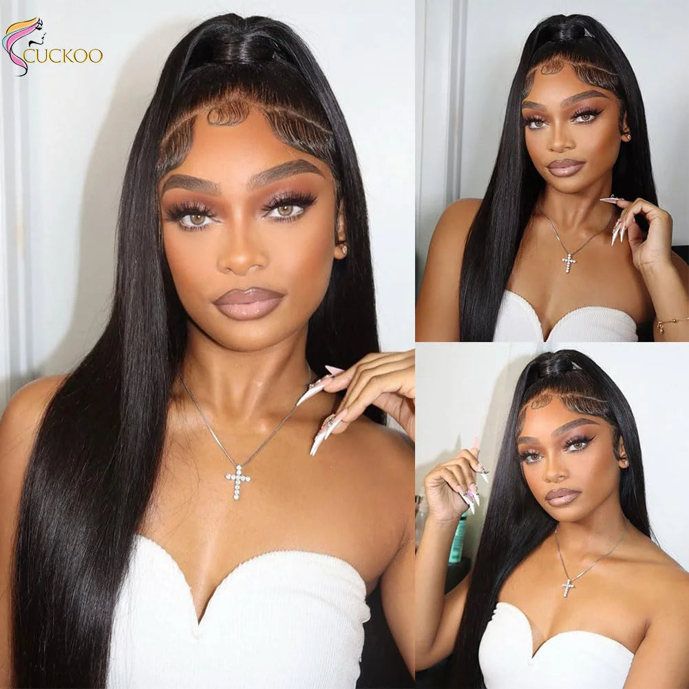 250 Density 360 Full Lace Wigs 100% Human Hair Glueless PrePluck Brazilian Straight 13x4 Transparent Lace Frontal Wig For Women