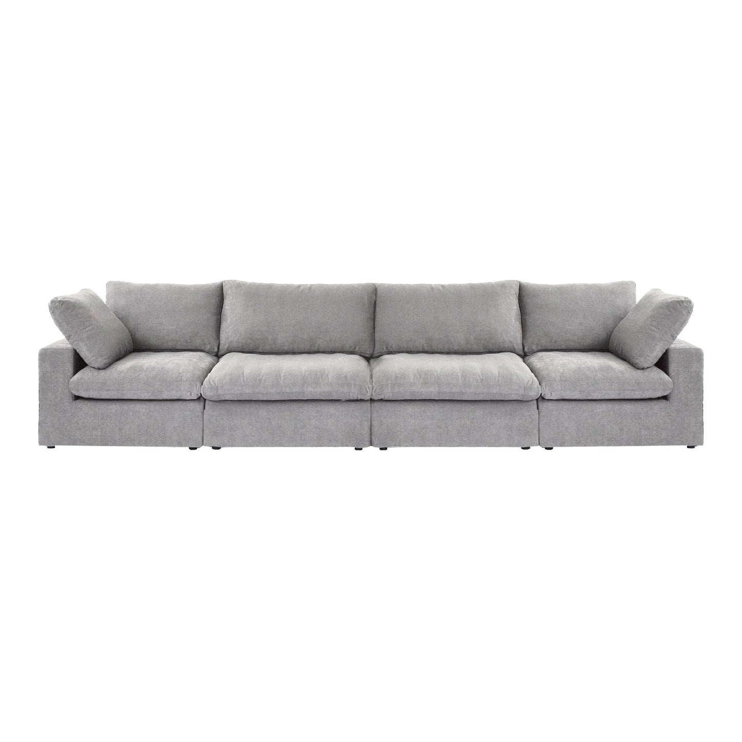 Cloud Modular Sectional Sofa with 2 Storage Ottomans 160.6" Down Filled Comfort U Shaped Sofa Minimalist Wide Deep Seat Couch