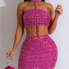 Sexy halter rhinestone mini summer dress women elegant bodycon night club party dresses woman short evening dresses vestidos HL