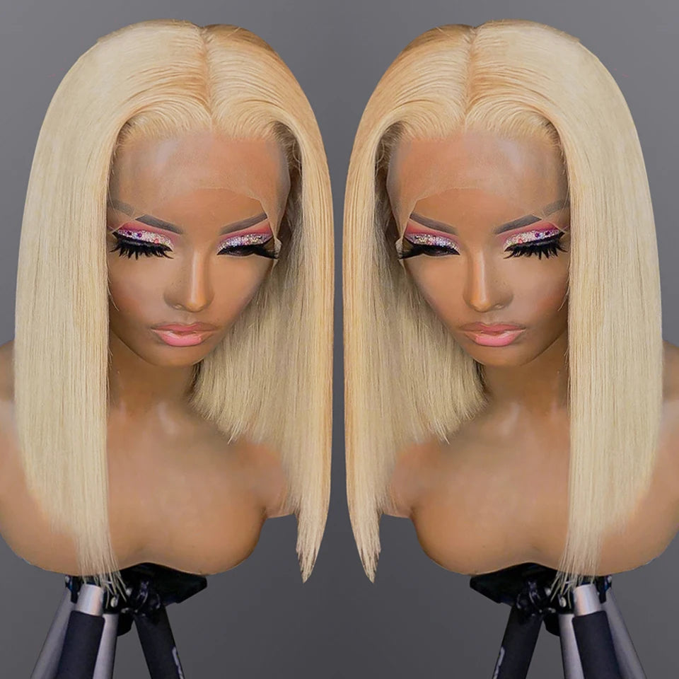 613 Honey Blonde Colored Human Hair Wigs For Women Human Hair Remy Brazilian Cheap Straight Short Bob Wig 8 10 12 14 16 Inch