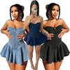 Chest Wrap Sexy Dress Women Sleeveless Backless Splicing Slim Fit Strapless Mini Dresses Sexy A Line 2024 Denim Vestidos