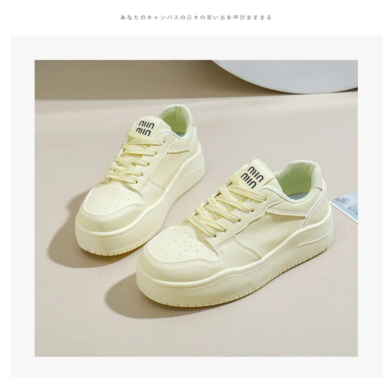2025 New spring shoes for women green trainers platform lace up sneakers woman hip hop chunky sports shoes faux leather sneaker
