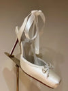 Ladies' New Summer Square Satin High-heeled Sandals with Ankle Straps, Fashionable Party and Banquet Ballet High-heeled Shoes