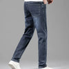 Summer Elastic Men's Jeans Fashion Gray Comfortable Business Straight Stretch Cotton Casual Denim Pants Brand Male Thin Trousers
