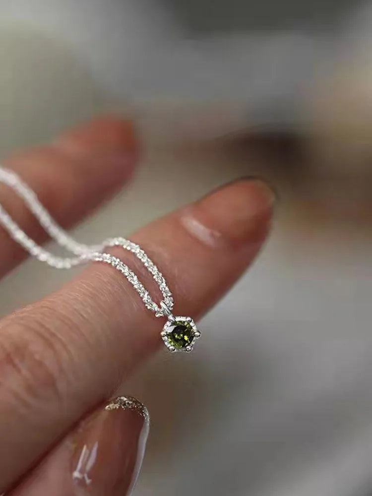 Popular S925 Sterling Silver Sparkling Necklace for Women Light Luxury Round White Diamond Pendant Galaxy Collar Chain Jewelry