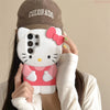 For Samsung Galaxy S24 S23 S22 S21 Ultra S20 FE Plus Hello Kitty Cat Phone Case So Cute 3D Cartoon Soft Silicone Cover Fundas
