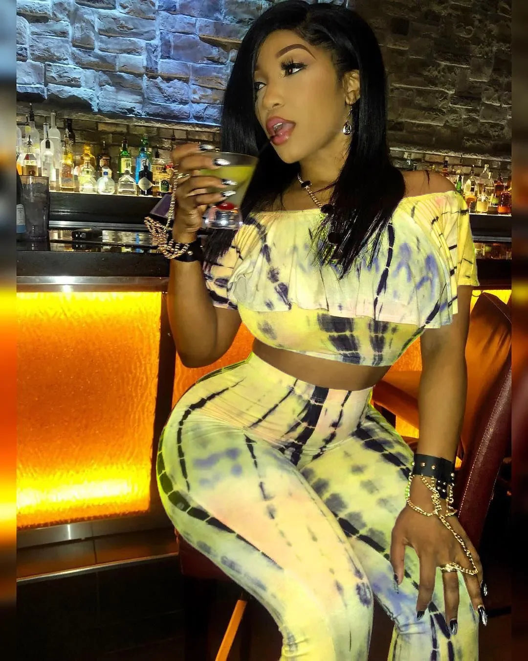 Women Sexy Bodycon 2 Piece Outfits V Neck Zip Up Long Sleeve Crop Top Midi Dress Skirt Set Plus Size Party Club Clubwear
