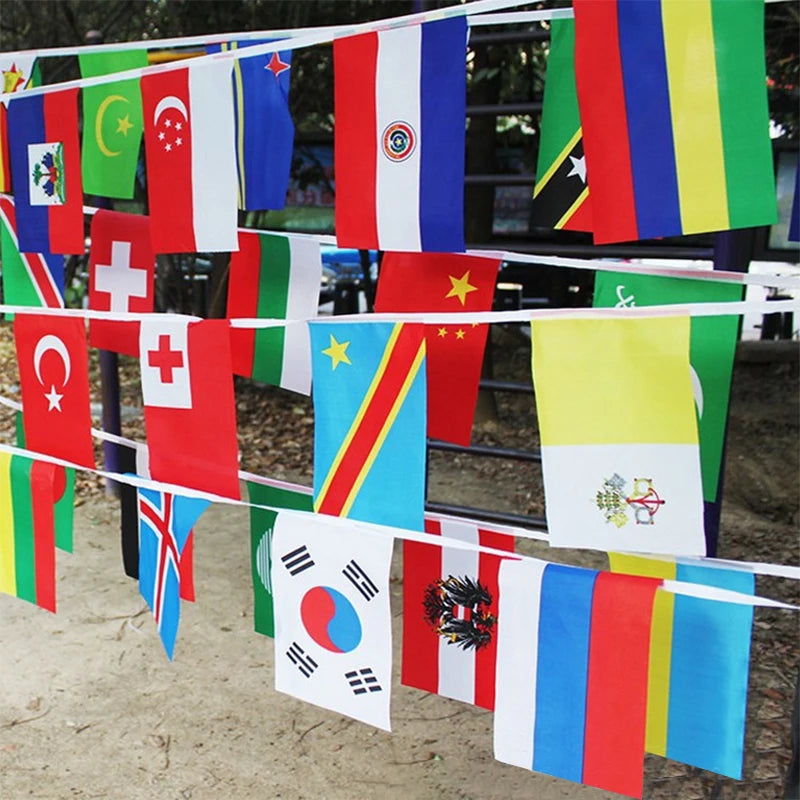 2026 14x21cm   48pcs  Country Flag NEW Football  Countries Flag Bunting National String Banner Event Garlands decoration