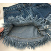 ITOOLIN Women Vintage Tassels Denim Shorts Button Loose High Waist A-line Jean Shorts Casual Women Office Trousers Streetwear