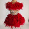 Ensemble haut et jupe sexy en dentelle, robe rose tendance, fête d'anniversaire, club dragqueen 303, performance  Y001
