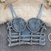 Streetwear Diamonds Denim Vest Female Bra Sleeveless Backless Sexy Summer Tank Tops For Women Camisole y2k Crop Top 2025