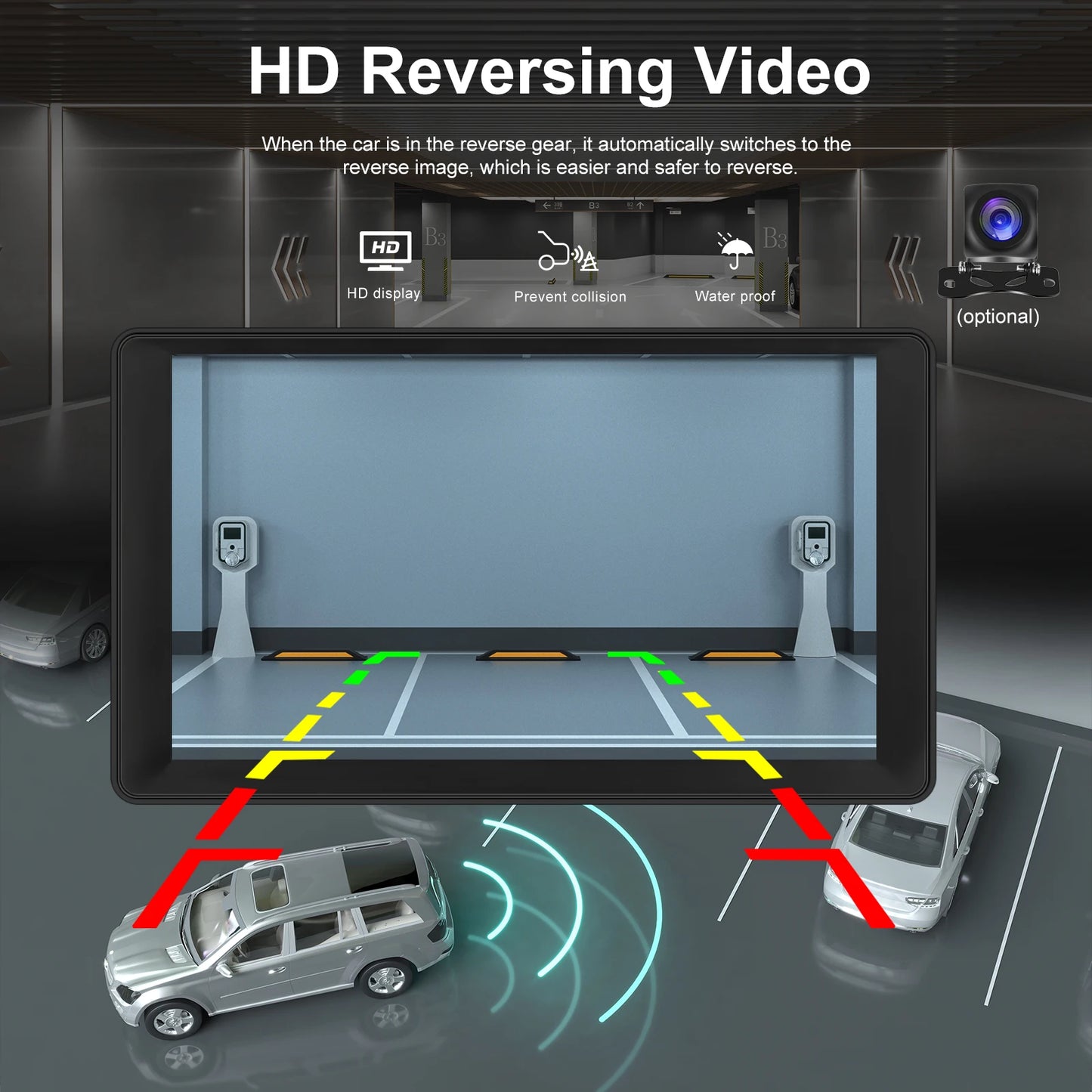 Podofo 9" Car Radio Multimedia Video Player Wireless Carplay Android Auto Car Mirror DVR Recorder Dashboard For Nissan Toyota