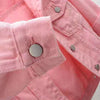 2024 New Women Spring Autumn Denim Jacket Tops Pink Color Solid Short Multicolor Feminino Three Quarter Sleeve Jean Jacket