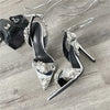 2024 Luxury Rhinestone Pointed Sandals Prom Super High Heel Sandals Slim Heel Dress Show Sandals Oversized 34-43 Women's Shoes
