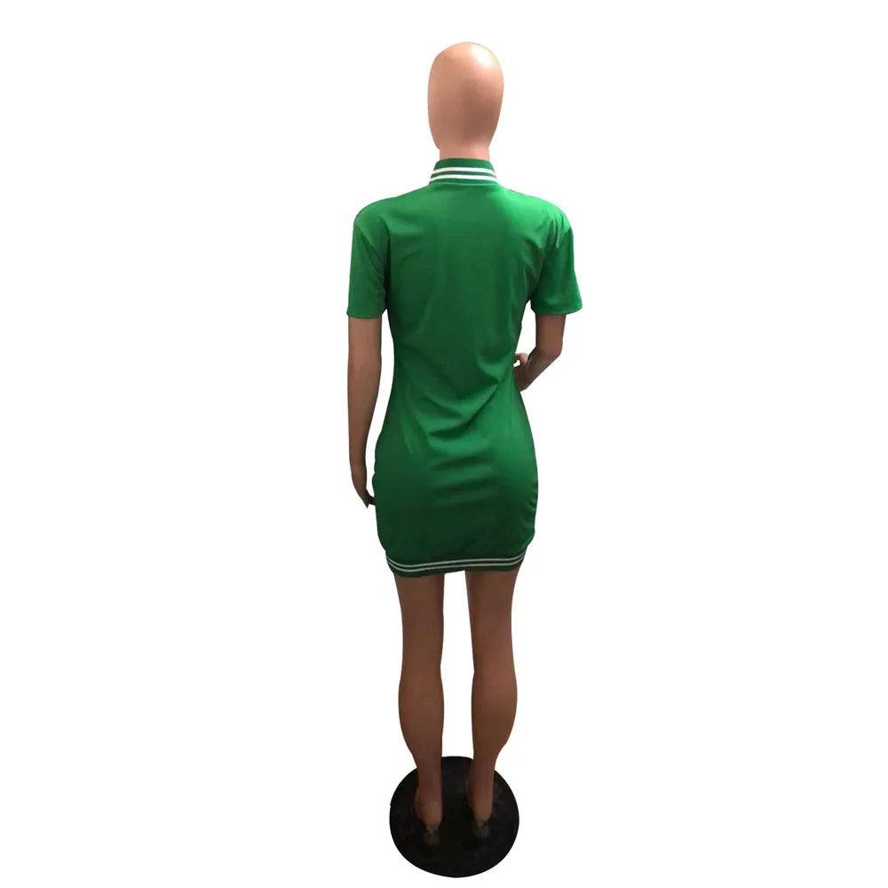 Casual Black Green Pink Summer Bodycon Dress Women Streetwear Short Sleeve Letter Dress White Mini Dress For Women 2022