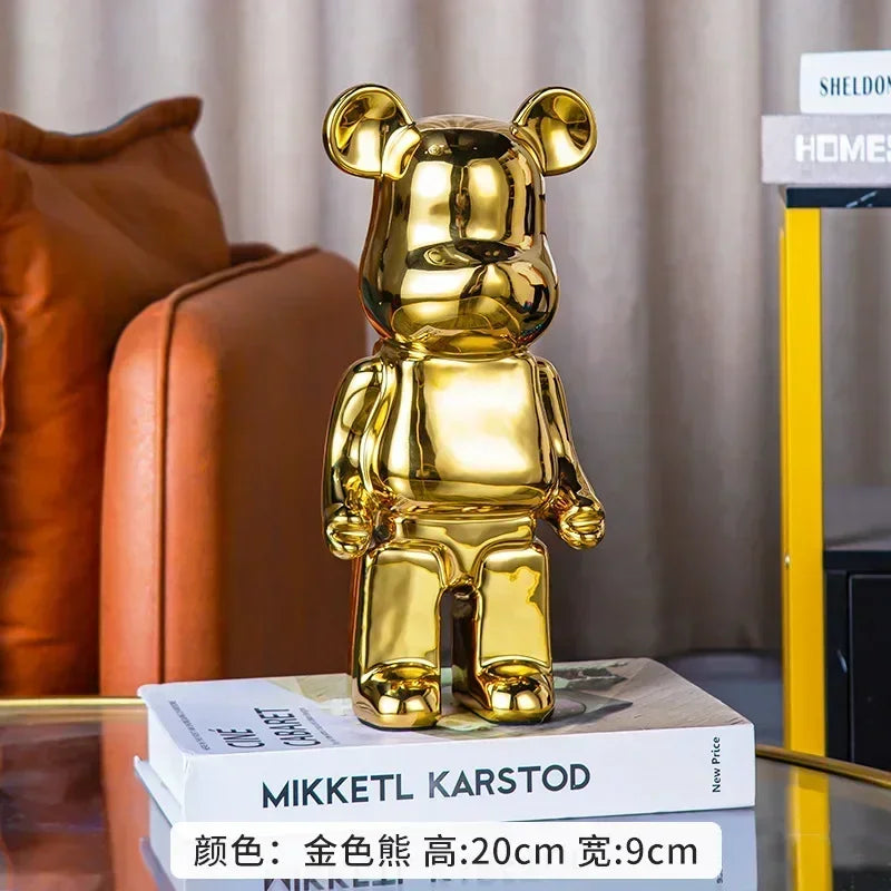 20/28/35cm Aesthetic Bear Figure Stautes Ceramics Violent Bear Figurines Sculptures Decor Luxury Room Decorations Home Ornament