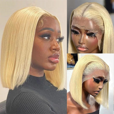 210% Density Vietname Super Double Drawn Bone Straight 13x4 Frontal Bob Wig with 100% Human Hair 613 Honey blond For Black Women