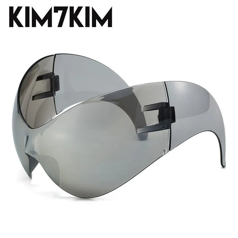 Y2k Oversized Sports Sunglasses Women 2000's Wrap Around Shield Goggle Men 2024 Luxury Brand Trends Punk Sun Glasses Male Oculos