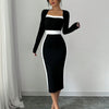 Autumn Winter Sweater Dress for Women 2024 New Arrivals Square Neck High Waist Long Knitted Dress Korean Maxi Dresses