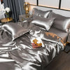 Nordic Satin Silk Bedding Set with Duvet Cover Bed Sheet Pillowcases Luxury Solid Single Double Couple Pillow Case Bedsheet
