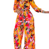 2024 Spring Summer New Long Sleeved Printed Suit For Women Fashion Lapel Single Breasted Shirt Wide Leg Trousers Two Piece Set