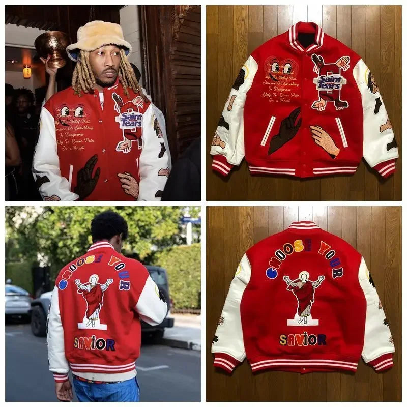 High-density letter embroidery bump-filled star cotton clothing winter trendy style for men and women couples outerwear