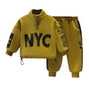 Autumn and Winter Boys' Baby Plush Set New Handsome Children's Sports and Leisure Hoodie and Pants Boys' Two Piece Set