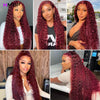 500 Density 99j Burgundy Deep Wave 13x6 Hd Lace Front Wig Human Hair Glueless 360 Full Lace Pre Plucked Brazilian Wigs For Women