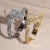 New Iced Out Bling Opened Butterfly Charm Bracelet Silver Color Zircon Insects Bangle For Men Women Hip Hop Luxury Jewelry