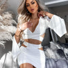 sets for women 2 pieces Sexy Lapel Long Sleeve Jackets + High Waist Hollow Out Skirts Set 2024 Woman Clothes Women's Suits