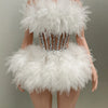 Hot Sale Women Sexy Mesh Ruffles Ball Gown Mini 2 Pieces Dress Lace-up Crystal Birthday Party Celebrate Nightclub Wear