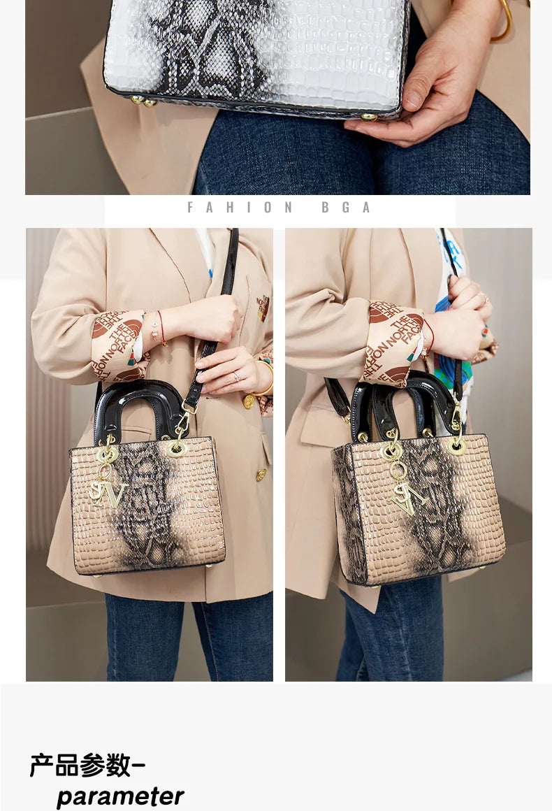 2024 High Quality Luxury Brand Designer PU Leather Shoulder Bag Women Hand Bags Crocodile Purses Ladies Messenger Handbag Totes