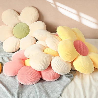 Stuffed Six Petal Flower Cushion Plush Pillow Toy Soft Cartoon Plant Stuffed Doll Chair Cushion Sofa Kids Lovers Birthday Gifts