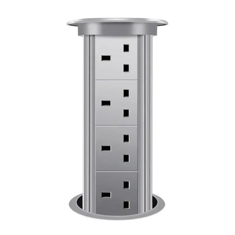 Motorized Lifting Pop Up Tower Power Outlet Hidden Mounted Kitchen Worktop USB Type C Socket with Speaker Wireless Charging