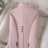 Fashion Women Casual Blazer Ladies Pink Black Blue Coffee Long Sleeve Single Button Female Jacket For Autumn Winter