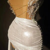 Gold Color Women Sexy 2 Pieces Strapless Bodycon Mini Dress Bar Singer Nightclub Party Celebrate Birthday Dress Wholesale