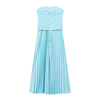 Women's 2024 Autumn New Fashion Temperament Hollow Design Strapless Stitching Crinkled Dress