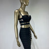Women Celebrity Sexy Cut Out Mental Black White Mini Bodycon Bandage Skirt Set 2023 Elegant Evening Birthday Club Party Outfits