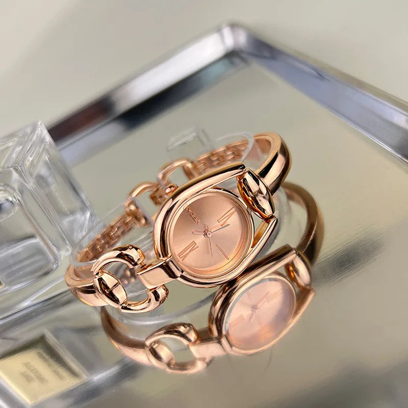 Minimalist Niche Women's Quartz Wrist Watches Stainless Steel Strap Small Dial Fashionable Exquisite Quartz Watch for Women