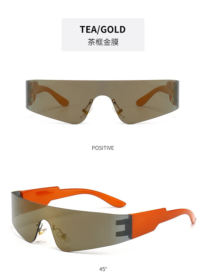 New Fashion Colorful Sports Sunglasses Women Cyberpunk Frameless Sun Glasses Anti Ultraviolet Driving Shades UV400 Oculos De Sol