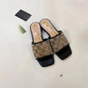 Summer Square-Toe Embroidered Buckle Flat Sandals Non-Slip Outdoor Slippers for Women Men Beach Walking
