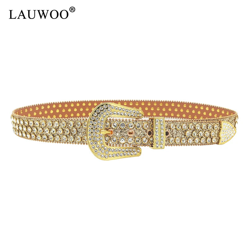 belt Diamond Rhinestone Belts Fashion Luxury Crystal Studded Pin Buckle Belt Belts for Women Jeans Decoration Beautiful