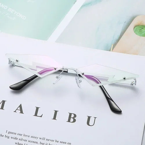 UV400 Trendy Tassel Sunglasses Fashion Retro Rimless Sun Glasses Steampunk Sunglasses Shades Funny Clouds Shaped Eyeglasses