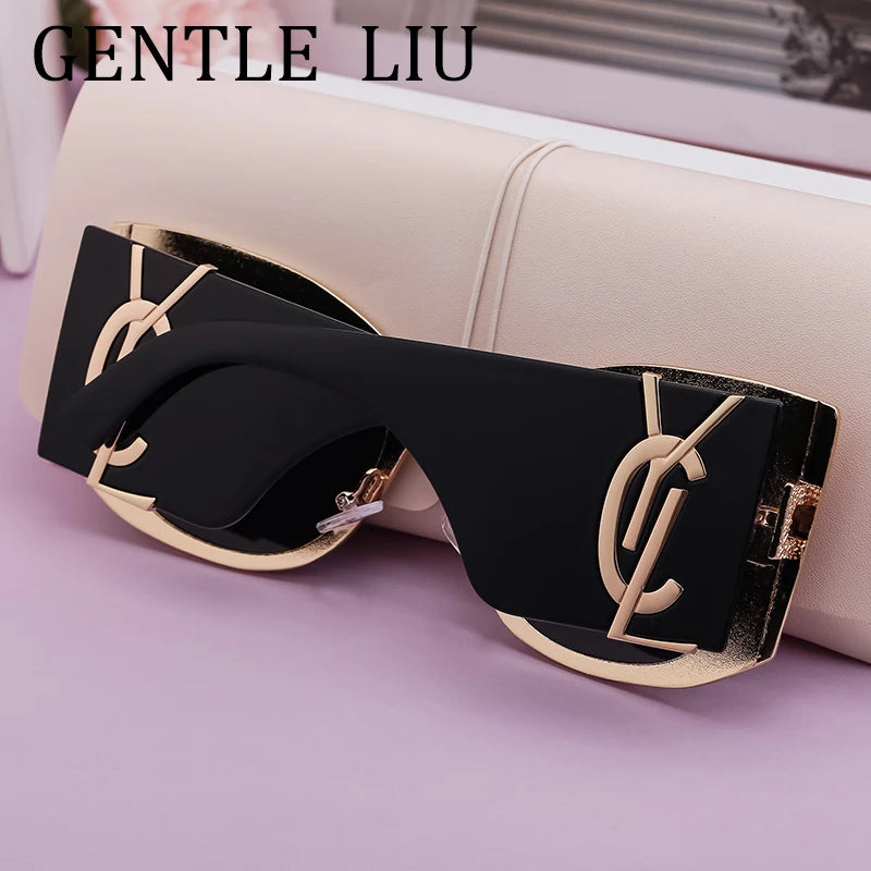 Oversized Cat Eye Sunglasses Women 2024 Luxury Brand Designer Punk Round Sun Glasses For Ladies Trendy Big Frame Eyewear UV400