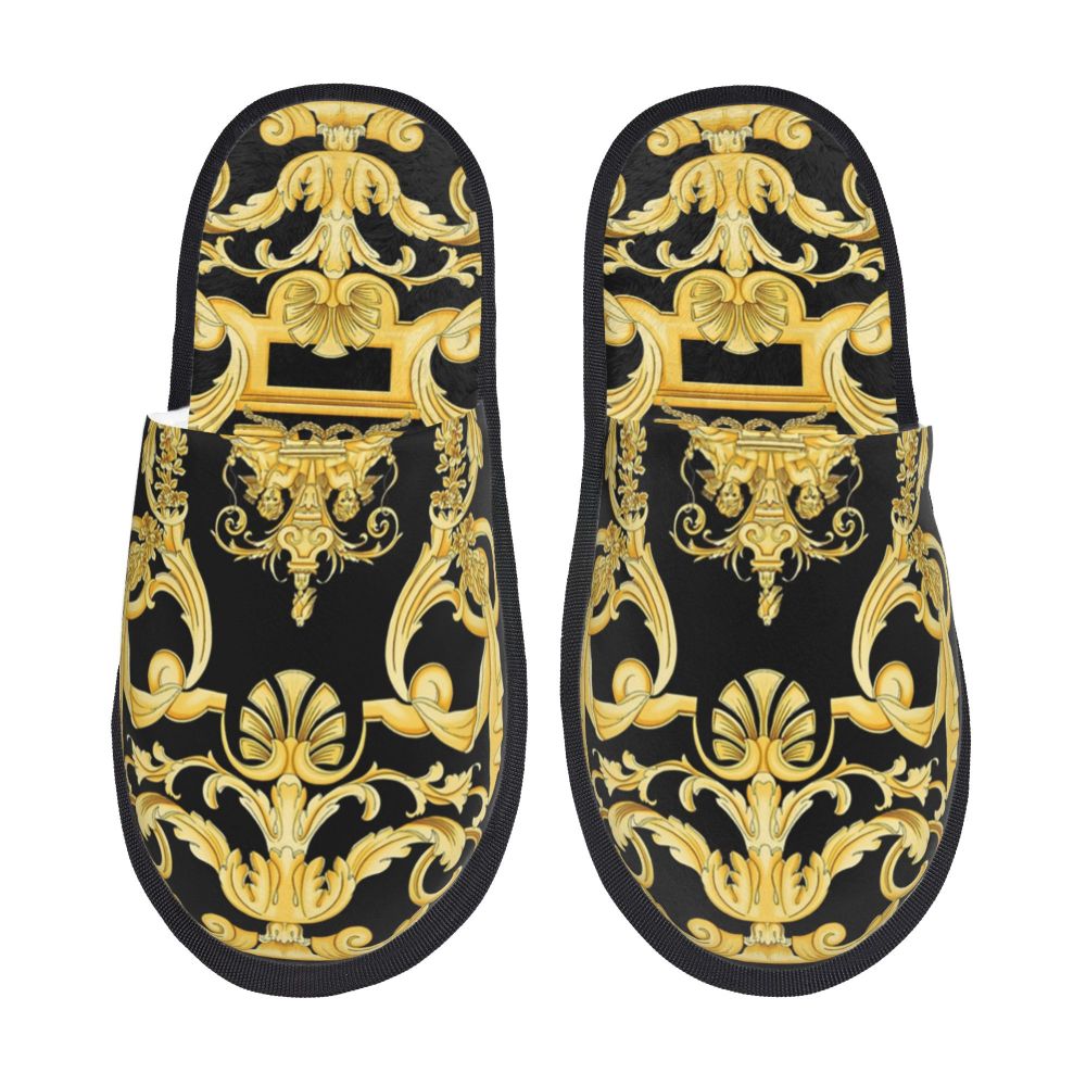 Custom Queen Of Absolutely Everything Gold Baroque Soft Memory Foam House Slippers Women Comfy Warm Anti-skid Sole Slipper