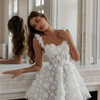 Amanda Customized White Mini Prom Dresses Flower Lace Embroidery Evening Dress Lace-up Spaghetti Strap Party vestidos de fiesta