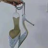Luxury Crystal Sequined Women Pumps Elegant Thin High heels Spring Summer Fashion Chains Party Shoes Sexy Wedding Bridal Shoes