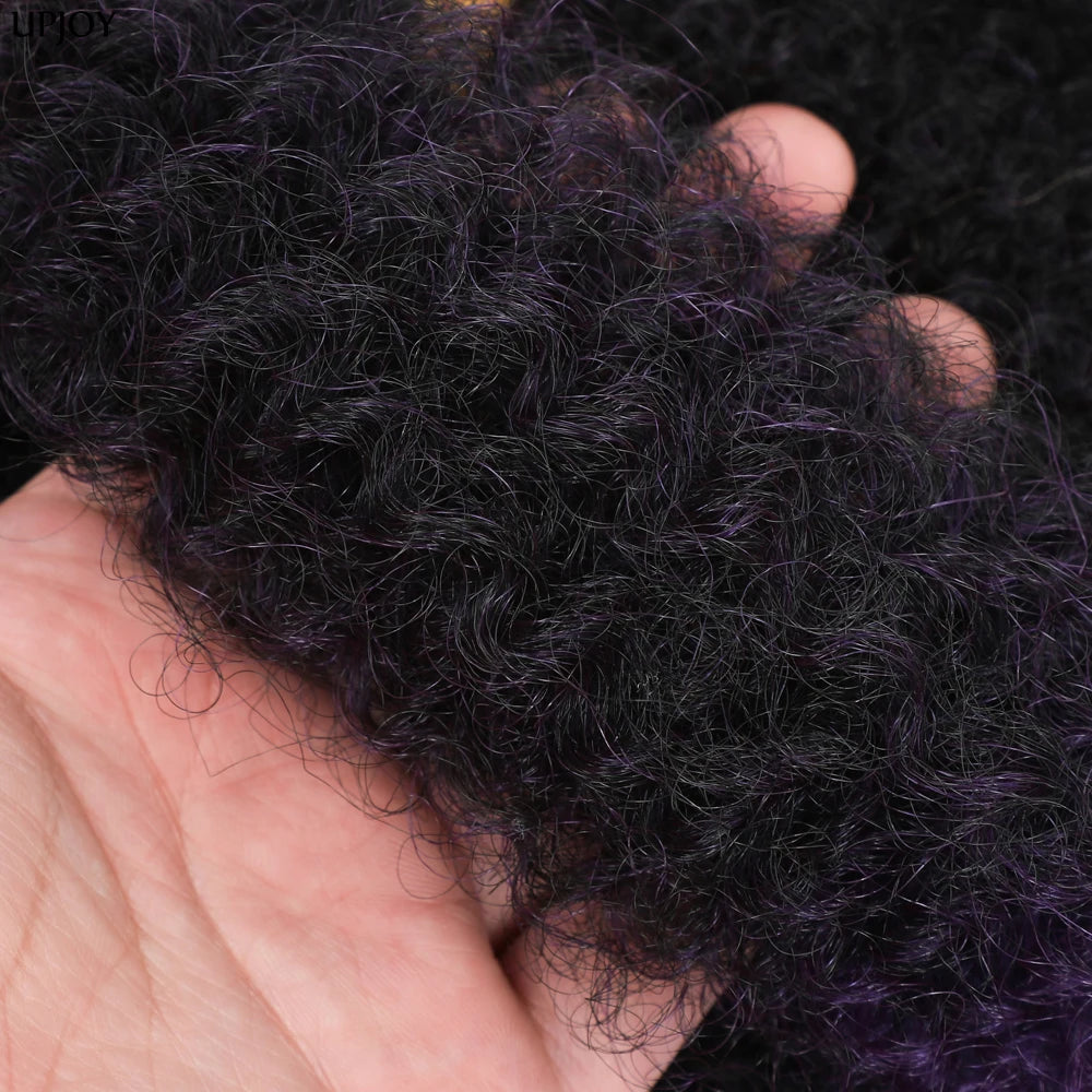 Afro Kinky Curly Hair Bulk Synthetic 12inch Ombre Marley Twists Braiding Hair #1B 4 27 30 33 99J Green Ombre Purple Brown Colors