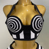 2025 New Women Celebrity Sexy Jacquard Black White Two Piece Bodycon Striped Bandage Skirt Set Designer Evening Party Dress